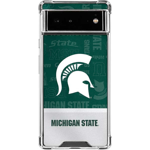 Michigan State University Jersey Split Google Pixel 6 Clear Case